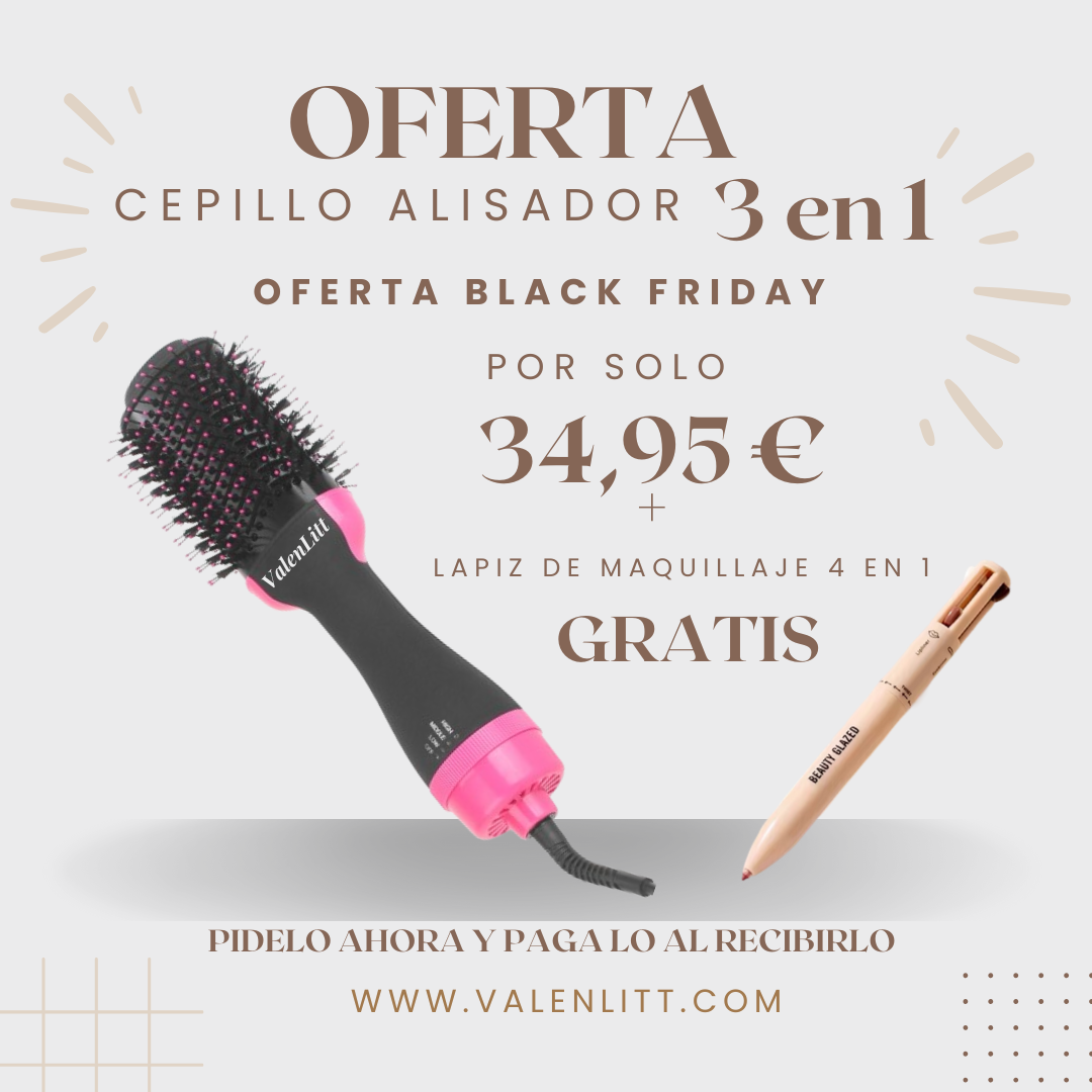 Cepillo Alisador 3 en 1 + Lápiz de Maquillaje 4 en 1 de REGALO